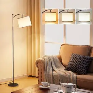 60" Modern Floor Lamp with Beige Shade, 9W LED Bulb | 3 Color Temperatures Bulb, Adjustable Linen Shade, Standing Lamps for Living Room Bedroom Office Classroom Dorm, Black Pole 60" Modern Floor Lamp with Beige Shade, 9W LED Bulb | 3 Color Temperatures Bulb, Adjustable Linen Shade, Standing Lamps for Living Room Bedroom Office Classroom Dorm, Black Pole