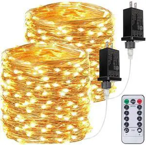 2 Pack 132FT 400 LED Fairy Lights with Remote, Plug in Twinkle Lights | 8 Modes, Timer, Dimmable, Memory Function, Waterproof Warm White String Lights for Bedroom Garden Party Christmas Decor 2 Pack 132FT 400 LED Fairy Lights with Remote, Plug in Twinkle Lights | 8 Modes, Timer, Dimmable, Memory Function, Waterproof Warm White String Lights for Bedroom Garden Party Christmas Decor