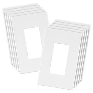 Decorator Switch Cover, Screwless Wall Plate, Matte White, 10-Pack | Mid-Size 1-Gang 4.88" x 3.11, Polycarbonate Thermoplastic, Heat Resistant, Easy Replacement, UL Listed Decorator Switch Cover, Screwless Wall Plate, Matte White, 10-Pack | Mid-Size 1-Gang 4.88" x 3.11, Polycarbonate Thermoplastic, Heat Resistant, Easy Replacement, UL Listed