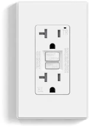 GFCI Outlet 20 Amp, Self-Test GFI Electrical Outlet with Thinner Design, TR Tamper Resistant GFCI Receptacle, Ground Fault Circuit Interrupters with Wall Plate, UL Listed, Matte White, 1 Pack GFCI Outlet 20 Amp, Self-Test GFI Electrical Outlet with Thinner Design, TR Tamper Resistant GFCI Receptacle, Ground Fault Circuit Interrupters with Wall Plate, UL Listed, Matte White, 1 Pack