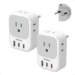 2 Pack European Travel Plug Adapter PD 20W, 3 USB Ports (2 USB C) | 4 American Outlets, No Voltage Conversion, Type C Plug Adapter, for Europe EU Euro Italy Spain France Greece Iceland Germany 2 Pack European Travel Plug Adapter PD 20W, 3 USB Ports (2 USB C) | 4 American Outlets, No Voltage Conversion, Type C Plug Adapter, for Europe EU Euro Italy Spain France Greece Iceland Germany