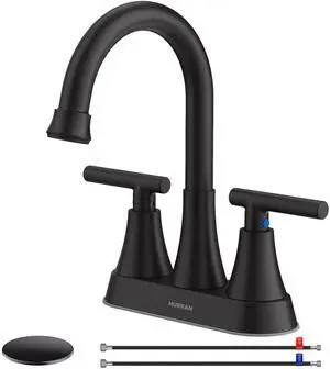 Matte Black Bathroom Faucet, 4 inch Centerset 2-Handle Lead-Free | Bathroom Sink Faucet with Pop-up Drain and Supply Lines, Stainless Steel Faucet for Vanity RV Restroom Laundry Outdoor Sink Matte Black Bathroom Faucet, 4 inch Centerset 2-Handle Lead-Free | Bathroom Sink Faucet with Pop-up Drain and Supply Lines, Stainless Steel Faucet for Vanity RV Restroom Laundry Outdoor Sink