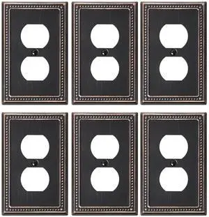 6-Pack Duplex Switch Plates and Outlet Covers, Aged Bronze | Pearls Beaded Decorative Metal Wall Plates for Electrical Outlets, 1 Gang Receptacle Cover 6-Pack Duplex Switch Plates and Outlet Covers, Aged Bronze | Pearls Beaded Decorative Metal Wall Plates for Electrical Outlets, 1 Gang Receptacle Cover