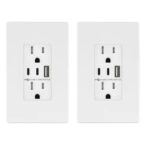 4.2A Dual Type C&A USB Wall Outlet, Charging Power Receptacle | 21W, White, 2 Pack, Screwless Wall Plate, UL Listed, Residential Grade,Tamper-Resistant Child-Safe 4.2A Dual Type C&A USB Wall Outlet, Charging Power Receptacle | 21W, White, 2 Pack, Screwless Wall Plate, UL Listed, Residential Grade,Tamper-Resistant Child-Safe