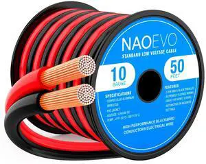 10 Gauge Wire 2 Conductors, CCA Red Black Electrical Wire, 50FT | Flexible, High Conductivity & Wear-Resistant 10 AWG Wire with PVC insulation for Automotive, Speaker, LED, Marine, 12V/24V DC 10 Gauge Wire 2 Conductors, CCA Red Black Electrical Wire, 50FT | Flexible, High Conductivity & Wear-Resistant 10 AWG Wire with PVC insulation for Automotive, Speaker, LED, Marine, 12V/24V DC