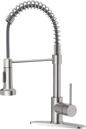 Kitchen Faucet with Pull Down Sprayer Brushed Nickel | 1 Handle Spring Sink Faucets,Lead-Free NSF Certified Stainless Steel, 1 or 3-Hole Deck Plate,Farmhouse, RV, Bar, Laundry Room Kitchen Faucet with Pull Down Sprayer Brushed Nickel | 1 Handle Spring Sink Faucets,Lead-Free NSF Certified Stainless Steel, 1 or 3-Hole Deck Plate,Farmhouse, RV, Bar, Laundry Room