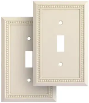 Sunken Pearls Heavy Duty Decorative Wall Plate Switch Plate Outlet Cover, Durable Solid Zinc Alloy (Single Toggle 2PK, Light Almond) Sunken Pearls Heavy Duty Decorative Wall Plate Switch Plate Outlet Cover, Durable Solid Zinc Alloy (Single Toggle 2PK, Light Almond)