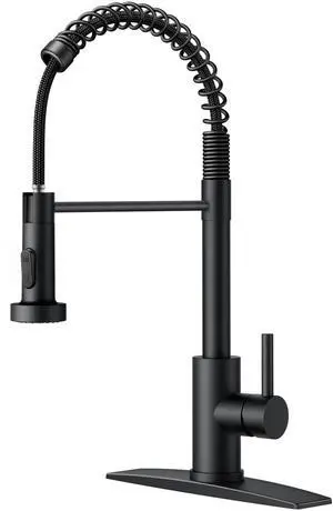Black Kitchen Sink Faucet, Pull Down Sprayer, Classic High Arc | Lead-Free Stainless Steel, Single Handle Commercial Spring Sink Faucets for Laundry Utility Room, Outdoor Farmhouse Camper Black Kitchen Sink Faucet, Pull Down Sprayer, Classic High Arc | Lead-Free Stainless Steel, Single Handle Commercial Spring Sink Faucets for Laundry Utility Room, Outdoor Farmhouse Camper