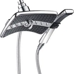 High Pressure Dual Shower Head Combo, Handheld Showerhead Rainfall Shower Head Set with Black Face, 60 Inch Long Stainless Steel Shower Hose, Chrome High Pressure Dual Shower Head Combo, Handheld Showerhead Rainfall Shower Head Set with Black Face, 60 Inch Long Stainless Steel Shower Hose, Chrome
