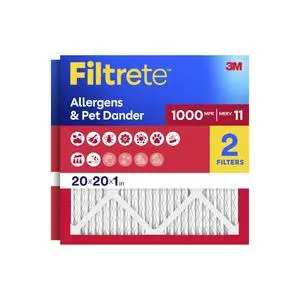 20x20x1 Air Filter, MERV 11, MPR 1000, Allergens & Pet Dander, 3-Month AC and Furnace Filters, Cleaner Air, Reliable Airflow, 2 HVAC Filters (Actual Size 19.68 x 19.68 x 0.81 in) 20x20x1 Air Filter, MERV 11, MPR 1000, Allergens & Pet Dander, 3-Month AC and Furnace Filters, Cleaner Air, Reliable Airflow, 2 HVAC Filters (Actual Size 19.68 x 19.68 x 0.81 in)