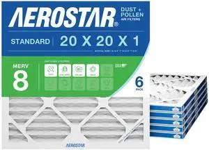Air Filter 20x20x1 MERV 8 AC Filter, HVAC, Furnace Filter, 6 Pack | ACTUAL SIZE (19.75 x 19.75 x 0.75) AC Filter, HVAC, Furnace Filter Captures Dust, Lint & Pollen MERV 8 (MPR 600) Air Filter 20x20x1 MERV 8 AC Filter, HVAC, Furnace Filter, 6 Pack | ACTUAL SIZE (19.75 x 19.75 x 0.75) AC Filter, HVAC, Furnace Filter Captures Dust, Lint & Pollen MERV 8 (MPR 600)