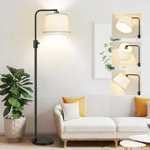 Upgraded Dimmable Floor Lamp, 1000 Lumens LED Edison Bulb Included, Arc Floor Lamps for Living Room Modern Standing Lamp with Linen Shade, Tall Lamp for Bedroom Office Dining Room- Black Upgraded Dimmable Floor Lamp, 1000 Lumens LED Edison Bulb Included, Arc Floor Lamps for Living Room Modern Standing Lamp with Linen Shade, Tall Lamp for Bedroom Office Dining Room- Black