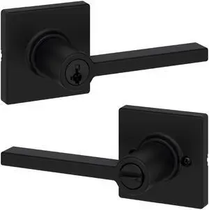Casey Entry Door Handle with Lock and Key, Secure Keyed Reversible Lever Exterior, For Front Entrance and Bedrooms, Matte Black, Pick Resistant Smartkey Rekey Security and Microban Casey Entry Door Handle with Lock and Key, Secure Keyed Reversible Lever Exterior, For Front Entrance and Bedrooms, Matte Black, Pick Resistant Smartkey Rekey Security and Microban