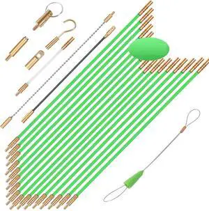 45FT Fiberglass Running Electrical Wire Cable Glow Rods Wire Pulling, Fish Rods Electrical Kit with 8 Different Attachments and Fish Tape Wire Puller Kit 45FT Fiberglass Running Electrical Wire Cable Glow Rods Wire Pulling, Fish Rods Electrical Kit with 8 Different Attachments and Fish Tape Wire Puller Kit