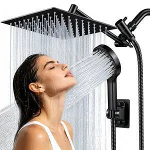 Shower Head, 8 inch Multifunction High Pressure Rain Shower Head with Handheld Spray Combo with 11'' Angle Adjustable Extension Arm/Flow Regulator/Shower System Matte Black Shower Head, 8 inch Multifunction High Pressure Rain Shower Head with Handheld Spray Combo with 11'' Angle Adjustable Extension Arm/Flow Regulator/Shower System Matte Black