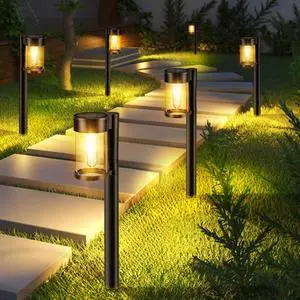 Solar Pathway Lights Outdoor, 10 Pack Metal & Glass Solar Lights Outdoor Waterproof Landscape Path Lights for Yard Walkway Garden Decor, Warm White Solar Pathway Lights Outdoor, 10 Pack Metal & Glass Solar Lights Outdoor Waterproof Landscape Path Lights for Yard Walkway Garden Decor, Warm White