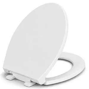 Elongated Toilet Seat, Slow Close, White Plastic, Never Loosen, 18.5 | Easy Installation, Easy Cleaning, Non-Slip Bumpers, Quiet Operation, Fits Most Elongated Toilets Elongated Toilet Seat, Slow Close, White Plastic, Never Loosen, 18.5 | Easy Installation, Easy Cleaning, Non-Slip Bumpers, Quiet Operation, Fits Most Elongated Toilets