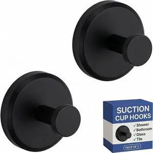 Suction Cup Hooks for Shower & Bathroom Towel Holder 2-Pack Suction Cups Hooks for Hanging Towels, Robes, & Coats - Tiles, Glass Door or Mirror Shower Hooks & Towel Hooks Organizer - Black Suction Cup Hooks for Shower & Bathroom Towel Holder 2-Pack Suction Cups Hooks for Hanging Towels, Robes, & Coats - Tiles, Glass Door or Mirror Shower Hooks & Towel Hooks Organizer - Black