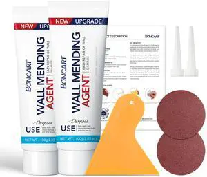 Drywall Repair Kit, 2-Pack Wall Mending Agent, Wall Spackle with Tools | Includes Scraper and Sandpaper. For Wall Surface Hole Fill, Quick And Easy Solution Drywall Repair Kit, 2-Pack Wall Mending Agent, Wall Spackle with Tools | Includes Scraper and Sandpaper. For Wall Surface Hole Fill, Quick And Easy Solution