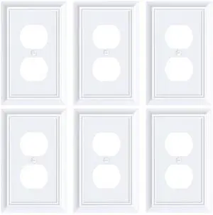 6-Pack Natural Bamboo Fiber Duplex Outlet Cover Plate, Durable Wall Plate | Switch Plates and Outlet Covers, Wall Plate for Electrical Outlet, 1 Gang Receptacle Cover, Corrosion Resistant, Pure White 6-Pack Natural Bamboo Fiber Duplex Outlet Cover Plate, Durable Wall Plate | Switch Plates and Outlet Covers, Wall Plate for Electrical Outlet, 1 Gang Receptacle Cover, Corrosion Resistant, Pure White