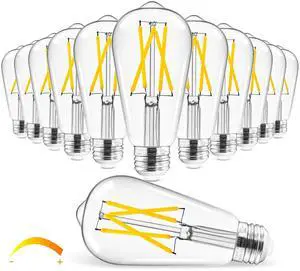 Edison Bulbs Dimmable, E26 LED Bulb 60 Watt Soft White, 12 Pack | 95+ CRI, 700LM, UL Listed, Soft White 3000K, 6W LED Light Bulbs, Vintage Light Bulbs, Glass Clear Light Bulbs Edison Bulbs Dimmable, E26 LED Bulb 60 Watt Soft White, 12 Pack | 95+ CRI, 700LM, UL Listed, Soft White 3000K, 6W LED Light Bulbs, Vintage Light Bulbs, Glass Clear Light Bulbs