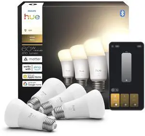 Smart LED A19 Bulb 4-Pack, Warm White Light 2700K, E26 Base, 9W, 810 Lumens, Dimmable LED Bulbs, Works with Alexa, Google Assistant, and Apple Home Smart LED A19 Bulb 4-Pack, Warm White Light 2700K, E26 Base, 9W, 810 Lumens, Dimmable LED Bulbs, Works with Alexa, Google Assistant, and Apple Home
