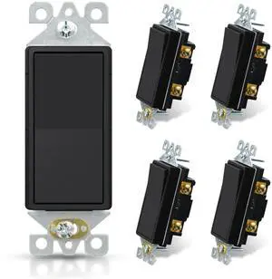 Matte Black Single Pole Decorator Light Switch, 15Amp, 120-277V, Decorative Paddle Rocker Switch Replacement, On/Off Wall Switch, Self-Grounding, Residential/Commercial Grade, UL/CUL (5 Pack) Matte Black Single Pole Decorator Light Switch, 15Amp, 120-277V, Decorative Paddle Rocker Switch Replacement, On/Off Wall Switch, Self-Grounding, Residential/Commercial Grade, UL/CUL (5 Pack)