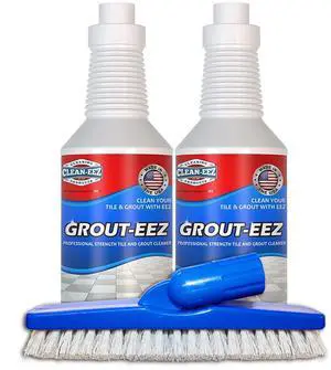 Clean-eez Grout Cleaner 2 Pack with Stand-Up Brush Attachment - Stain Remover Heavy-Duty Scrubber - Bathroom Shower Ceramic Porcelain Tile & Grout Only - Easy Control Flip Top Cap - 32 oz Clean-eez Grout Cleaner 2 Pack with Stand-Up Brush Attachment - Stain Remover Heavy-Duty Scrubber - Bathroom Shower Ceramic Porcelain Tile & Grout Only - Easy Control Flip Top Cap - 32 oz
