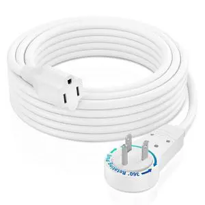 Extension Cord 10 Foot White Flat Plug, 360° Rotating Short Power Cord Single Outlet, Indoor 16 Gauge 3 Prong Grounded Wire UL Certified (10Ft White) Extension Cord 10 Foot White Flat Plug, 360° Rotating Short Power Cord Single Outlet, Indoor 16 Gauge 3 Prong Grounded Wire UL Certified (10Ft White)