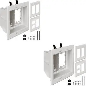 TVBU505-1 Recessed Outlet Box, 2Pcs Recessed Electrical Box for Wall Mount TV, Outlet Mounting Box for New Construction&Retrofit Projects, Wall Outlet Box with Duplex & Decorator Style Covers,2-Gang TVBU505-1 Recessed Outlet Box, 2Pcs Recessed Electrical Box for Wall Mount TV, Outlet Mounting Box for New Construction&Retrofit Projects, Wall Outlet Box with Duplex & Decorator Style Covers,2-Gang