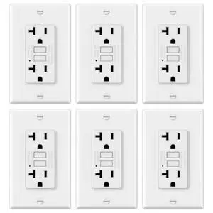 6 Pack GFCI Outlets 20 Amp, NTR GFI Receptacles, ETL Listed, White | Ultra Slim Design, Non-Tamper Resistant with LED Indicator, 20a Ground Fault Circuit Interrupter, Wallplate Included 6 Pack GFCI Outlets 20 Amp, NTR GFI Receptacles, ETL Listed, White | Ultra Slim Design, Non-Tamper Resistant with LED Indicator, 20a Ground Fault Circuit Interrupter, Wallplate Included