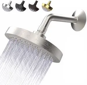 Shower Head - High Pressure 2.5 GPM - Brushed Nickel | Anti-clog silicone nozzles, removable restrictor, easy-clean fixed replacement Shower Head - High Pressure 2.5 GPM - Brushed Nickel | Anti-clog silicone nozzles, removable restrictor, easy-clean fixed replacement