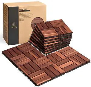 Premium Deck Tiles, 10 Pcs Patio Flooring - Brown - Crossed Pattern | Square Joints - Interlocking Deck Tiles, 12"x12"x0.9" Waterproof Acacia Wood for Balcony, Backyard, Indoor & Outdoor Premium Deck Tiles, 10 Pcs Patio Flooring - Brown - Crossed Pattern | Square Joints - Interlocking Deck Tiles, 12"x12"x0.9" Waterproof Acacia Wood for Balcony, Backyard, Indoor & Outdoor