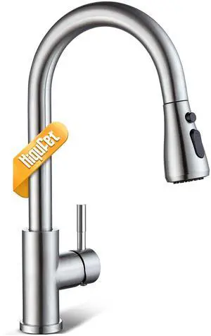 Kitchen Faucet, Pull Down Sprayer, Brushed Nickel | Easy Install, 360 Swivel, 3 Spray Modes, SUS304 Stainless Steel, Fits RV/Laundry/Bar Sinks, Lead-Free Kitchen Faucet, Pull Down Sprayer, Brushed Nickel | Easy Install, 360 Swivel, 3 Spray Modes, SUS304 Stainless Steel, Fits RV/Laundry/Bar Sinks, Lead-Free