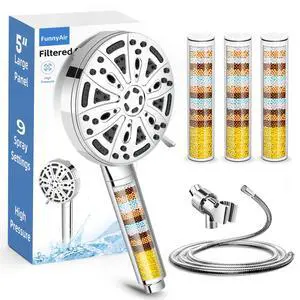 Filtered Shower Head with Handheld, 3 Filters, Hard Water Softener | 9 Spray Modes, High Pressure, 20-Stage Filtration, Remove Chlorine and Heavy Metals, Relieve Dry Itchy Skin, Hose Included Filtered Shower Head with Handheld, 3 Filters, Hard Water Softener | 9 Spray Modes, High Pressure, 20-Stage Filtration, Remove Chlorine and Heavy Metals, Relieve Dry Itchy Skin, Hose Included