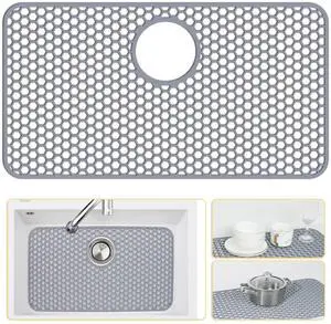 Silicone Sink Protectors for Kitchen Sink with Rear Drain - 26"x 14" Kitchen Protector Accessory, Non-Slip Heat Resistant Grid Mat for Bottom of Farmhous Peorcelain Stainless Steel(Rear Hole) Silicone Sink Protectors for Kitchen Sink with Rear Drain - 26"x 14" Kitchen Protector Accessory, Non-Slip Heat Resistant Grid Mat for Bottom of Farmhous Peorcelain Stainless Steel(Rear Hole)