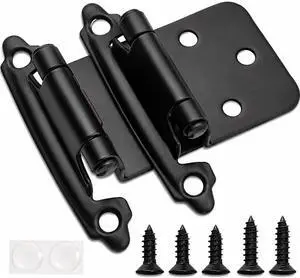 1/2" Overlay Matte Black Cabinet Hinges 50 Pack (25 Pair) Self Closing Bath & Kitchen Cabinet Hinges Black Flush Mount w/Door Bumpers & Upgraded Screws 1/2" Overlay Matte Black Cabinet Hinges 50 Pack (25 Pair) Self Closing Bath & Kitchen Cabinet Hinges Black Flush Mount w/Door Bumpers & Upgraded Screws