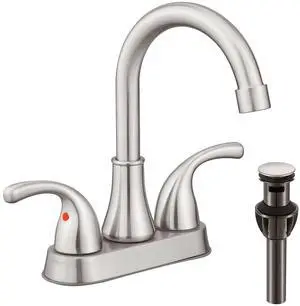 Bathroom Sink Faucet 4 Inch Faucet 2 Handle Bathroom Sink Faucets Lead-Free Brushed Nickel Bath Sink Faucets with Pop-up Drain Stopper and Supply Hoses Bathroom Sink Faucet 4 Inch Faucet 2 Handle Bathroom Sink Faucets Lead-Free Brushed Nickel Bath Sink Faucets with Pop-up Drain Stopper and Supply Hoses
