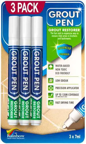 Grout Pen White Tile Grout Paint Marker - Narrow 5mm Tip (7mL) - 3 Pack | Waterproof Grout Refresh Restorer for Kitchen & Bathroom, Whitener Grout Sealer Pens for Cleaner Looking Grout Lines - White Grout Pen White Tile Grout Paint Marker - Narrow 5mm Tip (7mL) - 3 Pack | Waterproof Grout Refresh Restorer for Kitchen & Bathroom, Whitener Grout Sealer Pens for Cleaner Looking Grout Lines - White