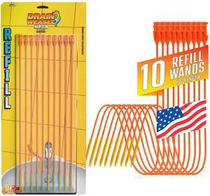 Drain Weasel Refill for Sink Snake Hair Clog Remover, 10 Pack | Pipe, Bathroom, Bathtub Drain Cleaner, 18" Wands, Made in The USA Drain Weasel Refill for Sink Snake Hair Clog Remover, 10 Pack | Pipe, Bathroom, Bathtub Drain Cleaner, 18" Wands, Made in The USA