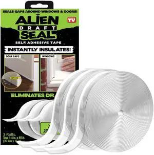 Alien Draft Seal Set of 49 Feet Anti-Draft Adhesive and Flexible Flap to Seal Gaps Around Doors and Windows As Seen On TV Alien Draft Seal Set of 49 Feet Anti-Draft Adhesive and Flexible Flap to Seal Gaps Around Doors and Windows As Seen On TV
