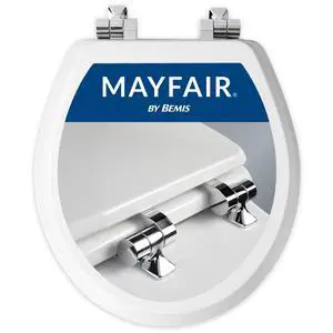 Bennett Toilet Seat with Chrome Hinges, Slow Close Wood Seat, Secure Metal Hinges, Easy Install, Made in USA, Round, White Bennett Toilet Seat with Chrome Hinges, Slow Close Wood Seat, Secure Metal Hinges, Easy Install, Made in USA, Round, White
