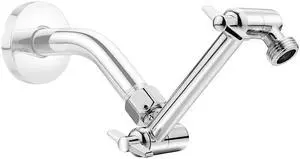 5 Inch Adjustable Shower Head Extension Arm, With Locking Set Screw, 304 Stainless Steel Chrome Angle Height Adjustable, Easy Install, G1/2 Universal Connector Compatible (Chrome Finish) 5 Inch Adjustable Shower Head Extension Arm, With Locking Set Screw, 304 Stainless Steel Chrome Angle Height Adjustable, Easy Install, G1/2 Universal Connector Compatible (Chrome Finish)
