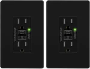 GFCI Outlet 15Amp, GFCI Receptacle, ETL Listed, Matte Black, 2-Pack | Tamper-Resistant, Ground Fault Protection, Self-Test, LED Indicator, No-False-Trip Performance, Screwless Wall Plate, Anti-In GFCI Outlet 15Amp, GFCI Receptacle, ETL Listed, Matte Black, 2-Pack | Tamper-Resistant, Ground Fault Protection, Self-Test, LED Indicator, No-False-Trip Performance, Screwless Wall Plate, Anti-In