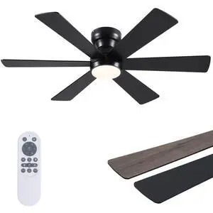 46"Black 6-Blade Modern Low Profile Ceiling Fan with Light and Remote | 6 Double-Sided Blades,6 Wind Speeds, Reversible,Dimmable 3 CCT LED Light, 25W Quiet DC Motor,1/2H Timer,for Bedroom Kitchen 46"Black 6-Blade Modern Low Profile Ceiling Fan with Light and Remote | 6 Double-Sided Blades,6 Wind Speeds, Reversible,Dimmable 3 CCT LED Light, 25W Quiet DC Motor,1/2H Timer,for Bedroom Kitchen
