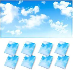 8 Pcs Fluorescent Light Covers, 4x2 Feet Fabric for Ceiling Lights | 8 x 10 Magnetic Light Filters for Classroom, Office, Hospitals (Blue Skies & White Clouds) 8 Pcs Fluorescent Light Covers, 4x2 Feet Fabric for Ceiling Lights | 8 x 10 Magnetic Light Filters for Classroom, Office, Hospitals (Blue Skies & White Clouds)