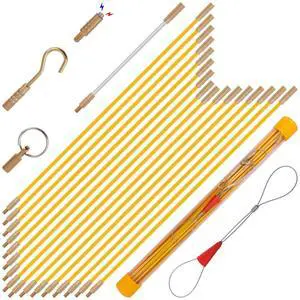 22FT Fiberglass Wire Running Kit, Cable Running Rods with 4 Attachments | Fiberglass Electrical Wire Running Rods, 22FT Non-Conductive Pulling Kit with 4 Interchangeable Heads, Carrying Case 22FT Fiberglass Wire Running Kit, Cable Running Rods with 4 Attachments | Fiberglass Electrical Wire Running Rods, 22FT Non-Conductive Pulling Kit with 4 Interchangeable Heads, Carrying Case