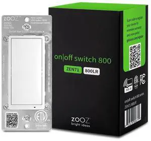 800 Series Z-Wave Long Range On/Off Switch ZEN71 800LR, White | Direct 3-Way (No Add-On Switch Needed) | Z-Wave Hub Required 800 Series Z-Wave Long Range On/Off Switch ZEN71 800LR, White | Direct 3-Way (No Add-On Switch Needed) | Z-Wave Hub Required