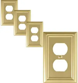 Single Duplex Outlet Light Switch Cover Adler Metal Wall Plate, 4-Pack Brushed Brass 1 Gang, for Receptacle Light Switch, Switch Cover Decorative Wallplate, Durable Single Duplex Outlet Light Switch Cover Adler Metal Wall Plate, 4-Pack Brushed Brass 1 Gang, for Receptacle Light Switch, Switch Cover Decorative Wallplate, Durable
