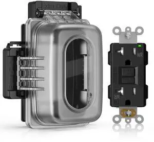 Outdoor GFCI Outlet with Extra-Duty in Use Cover, 20 Amp TRWR Self-Test GFI Receptacle, 1 Gang Weather Resistant in-Use Cover, Lockable, Horizontal/Vertical Mount, UL Listed, 1 Pack, Black Outdoor GFCI Outlet with Extra-Duty in Use Cover, 20 Amp TRWR Self-Test GFI Receptacle, 1 Gang Weather Resistant in-Use Cover, Lockable, Horizontal/Vertical Mount, UL Listed, 1 Pack, Black